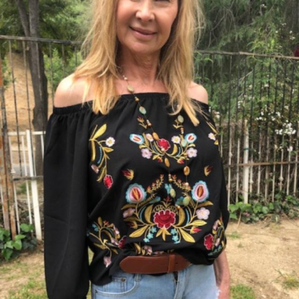 Embroidered blouse,BoHo, top, Off the shoulder